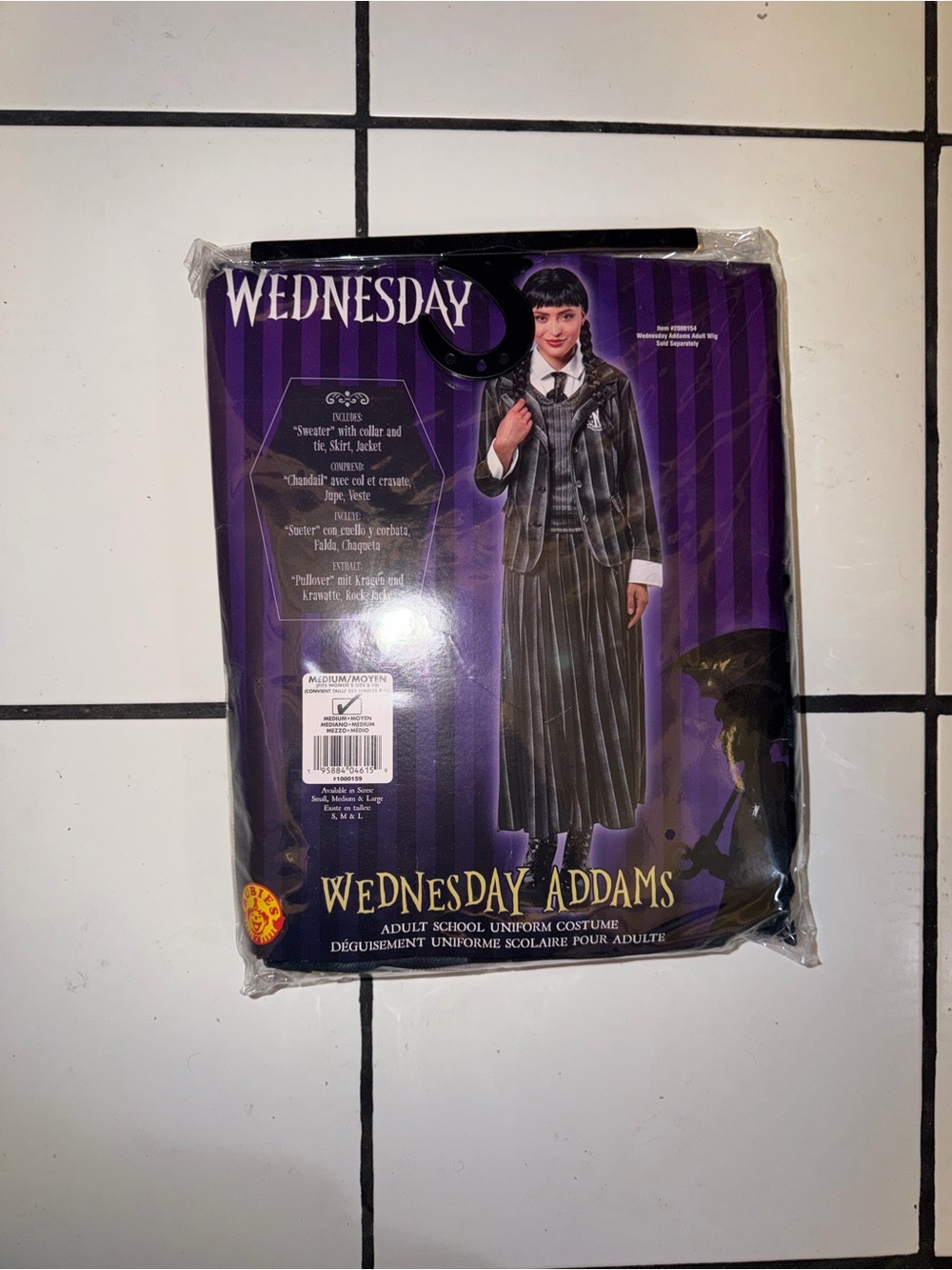 Wednesday Addams Adult School Uniform Costume - Black & Purple medium